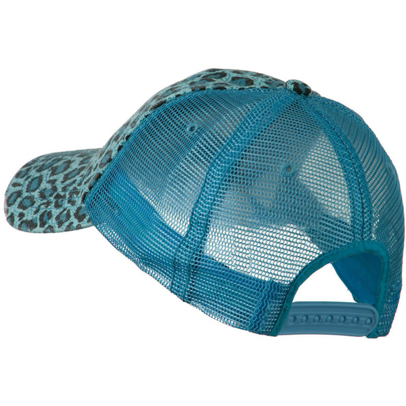 Low Profile Canvas Leopard Printed Mesh Cap