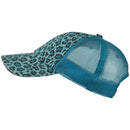 Low Profile Canvas Leopard Printed Mesh Cap