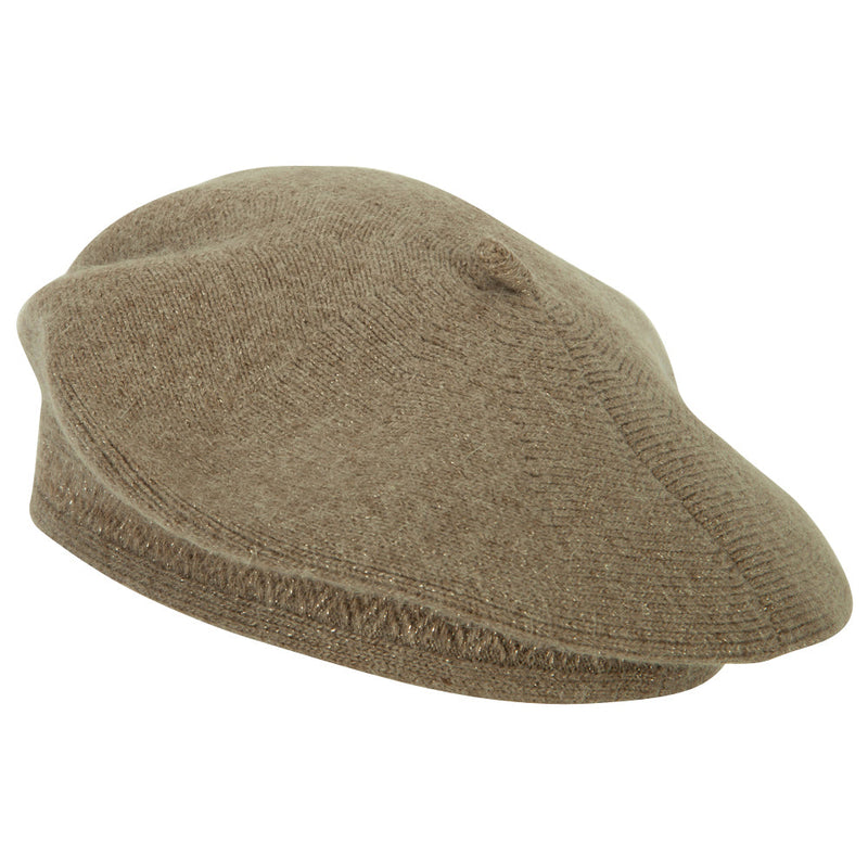Ladies Metallic Thread Detailed Acrylic Angora Beret Hat