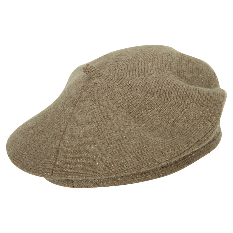 Ladies Metallic Thread Detailed Acrylic Angora Beret Hat