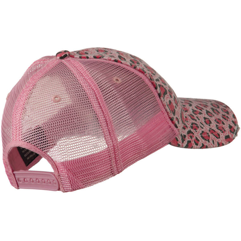 Low Profile Canvas Leopard Printed Mesh Cap
