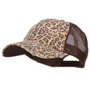 Low Profile Canvas Leopard Printed Mesh Cap
