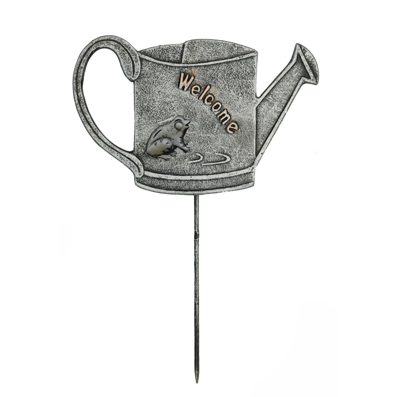 Antique Pewter Metal Garden Marker Welcome Frog