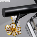 GobekUsa Black Island Pendant Light with Clear Crystal Cylinder and Lodge Style Accents - 3 Lights, Bird and Flower Design