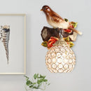 GobekUsa Lodge Style Resin Bird Wall Sconce Light with Crystal Global Shade