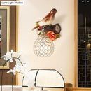 GobekUsa Lodge Style Resin Bird Wall Sconce Light with Crystal Global Shade