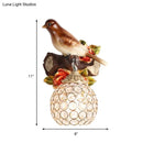 GobekUsa Lodge Style Resin Bird Wall Sconce Light with Crystal Global Shade