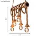 GobekUsa Lodge Industrial Beige Island Light with Adjustable Rope and Bamboo - 3/4 Lights Open Bulb