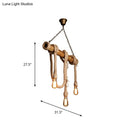 GobekUsa Lodge Industrial Beige Island Light with Adjustable Rope and Bamboo - 3/4 Lights Open Bulb