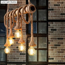 GobekUsa Lodge Industrial Beige Island Light with Adjustable Rope and Bamboo - 3/4 Lights Open Bulb
