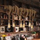 GobekUsa Lodge Industrial Beige Island Light with Adjustable Rope and Bamboo - 3/4 Lights Open Bulb