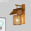 GobekUsa Wooden House Shaped Wall Light Sconce - Lodge Style Bamboo Lamp for Balcony