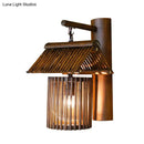GobekUsa Wooden House Shaped Wall Light Sconce - Lodge Style Bamboo Lamp for Balcony
