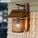 GobekUsa Wooden House Shaped Wall Light Sconce - Lodge Style Bamboo Lamp for Balcony