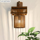 GobekUsa Wooden House Shaped Wall Light Sconce - Lodge Style Bamboo Lamp for Balcony