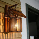 GobekUsa Wooden House Shaped Wall Light Sconce - Lodge Style Bamboo Lamp for Balcony