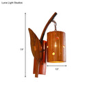 GobekUsa Brown Lodge Style Wall Lamp with Bamboo Shade and Leaf Decor - Perfect for Corridor