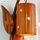 GobekUsa Brown Lodge Style Wall Lamp with Bamboo Shade and Leaf Decor - Perfect for Corridor