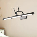 GobekUsa Lodge Style LED Metal Wall Lamp with Antler Accent - 17"/25" W, Black Finish - Ideal for Bathroom Vanity Lighting