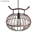 GobekUsa Lodge Style Metal Pendant Light with Hanging Lantern Design - Rust/Aged Brass Finish