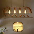 GobekUsa Metallic Island Lighting with Wire Guard - Lodge Style 4-Light Pendant in Black/Rust
