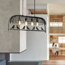 GobekUsa Metallic Island Lighting with Wire Guard - Lodge Style 4-Light Pendant in Black/Rust