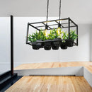 GobekUsa Black Loft Style Rectangle Cage Pendant Light with Plastic Pot – Ideal Island Lighting for Dining Room
