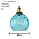 GobekUsa Loft Blue Glass Pendant Light LED E27 Nordic Hanging Lamp - 3 Sizes