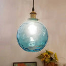 GobekUsa Loft Blue Glass Pendant Light LED E27 Nordic Hanging Lamp - 3 Sizes