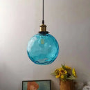 GobekUsa Loft Blue Glass Pendant Light LED E27 Nordic Hanging Lamp - 3 Sizes