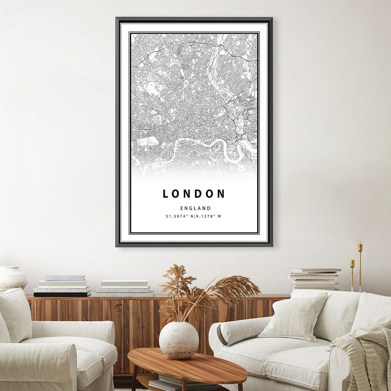 London White Map Canvas