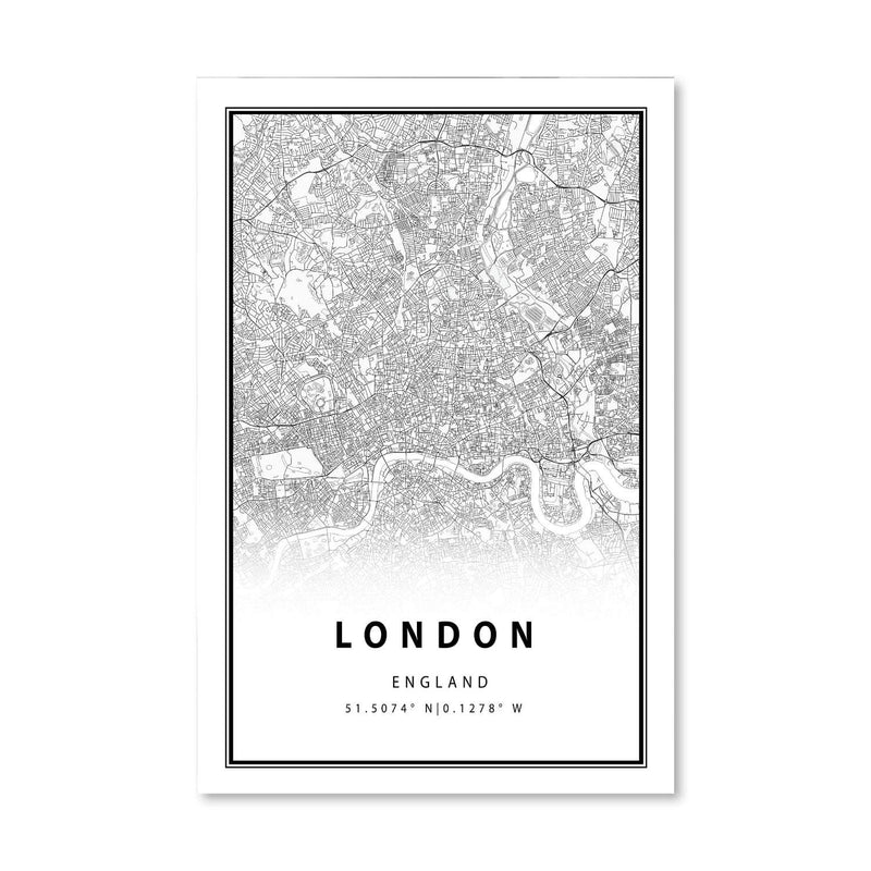 London White Map Canvas