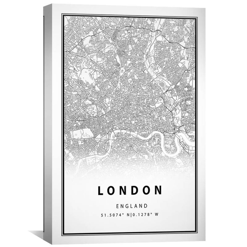 London White Map Canvas