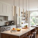 Long Cylinder Travertine Pendant Lamp