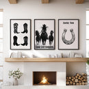 Western Cowgirl Wall Art Set of 3. Rustic Ranch Decor by Wall Art Set