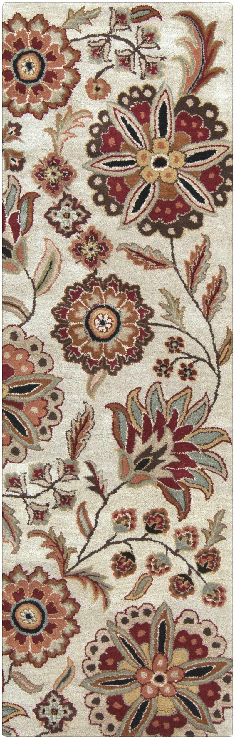 Longford Beige Floral Wool Carpet