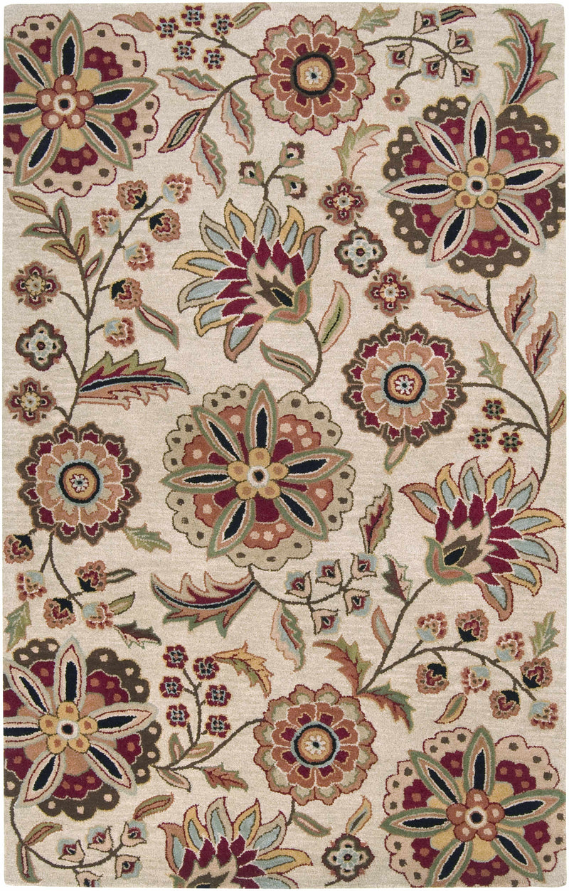 Longford Beige Floral Wool Carpet
