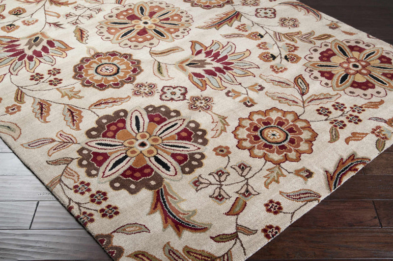 Longford Beige Floral Wool Carpet