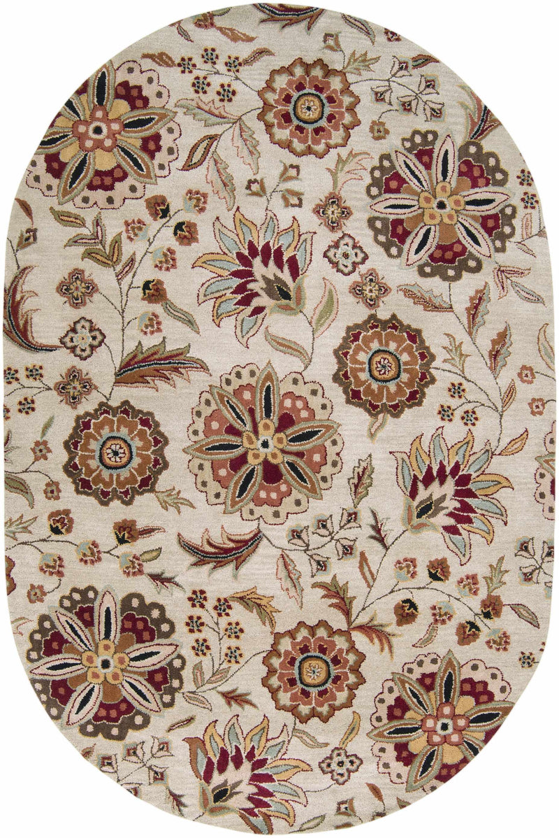 Longford Beige Floral Wool Carpet