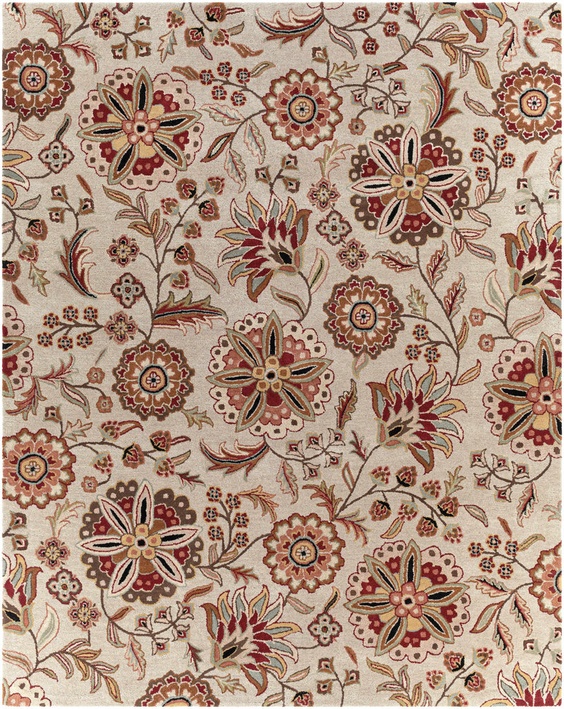 Longford Beige Floral Wool Carpet