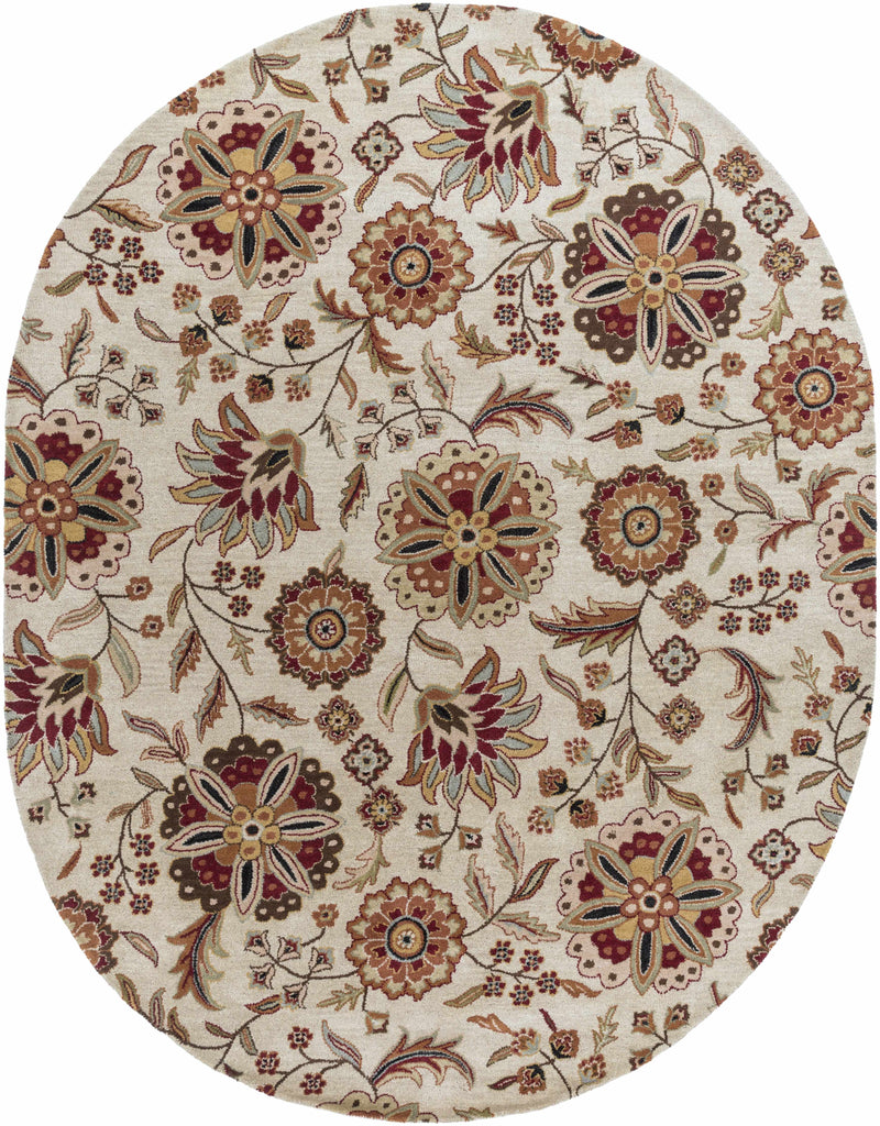 Longford Beige Floral Wool Carpet