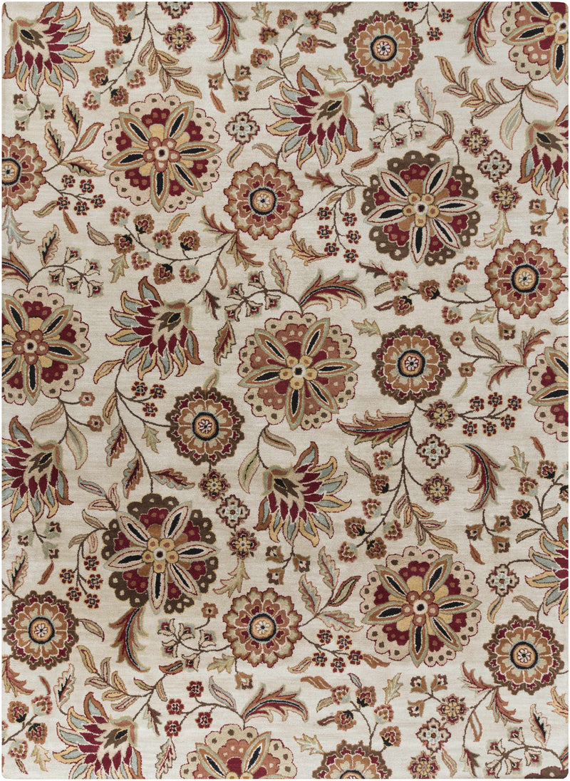 Longford Beige Floral Wool Carpet