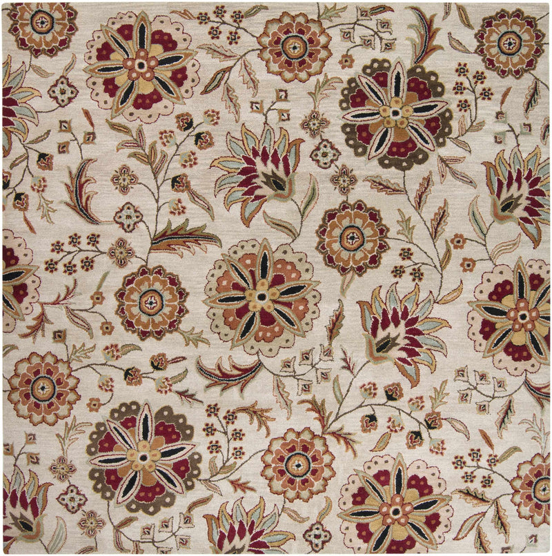 Longford Beige Floral Wool Carpet