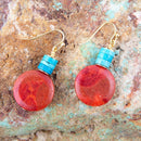 Longhorn Coral and Turquoise Drop Earrings