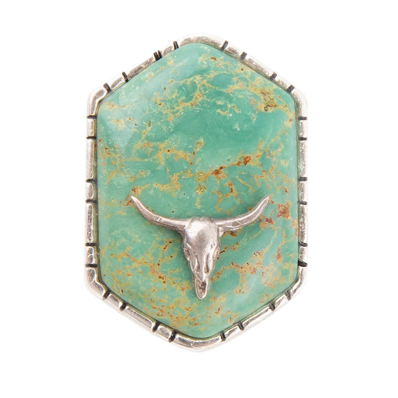 Longhorn Green Turquoise and Sterling Silver Ring