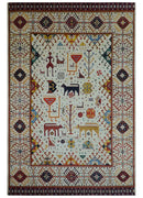Lori Gabbeh Design Ivory 8x11.7 Hand Knotted wool Area Rug