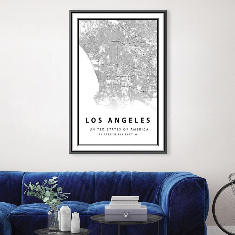 Los Angeles White Map Canvas