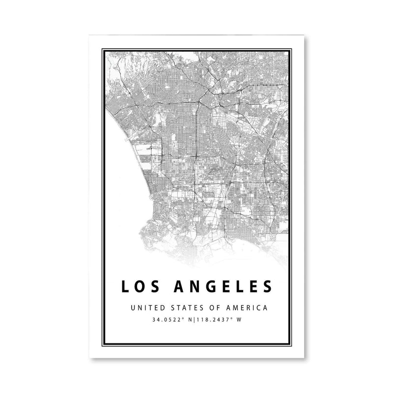 Los Angeles White Map Canvas