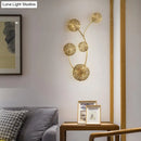 GobekUsa Lotus Leaf Etched Brass Wall Sconce - Metal Art Deco Stairs Lamp