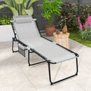 4 Position Folding Lounge Chaise with Adjustable Backrest and Footrest by LJGDeals